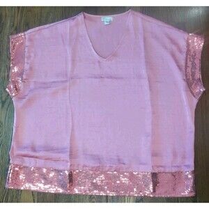 Anthropologie Aunt Wanda Top Women's  Size S/M Pink Sequin Trim